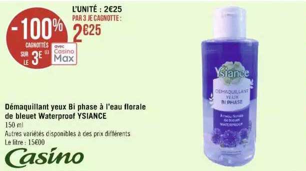 démaquillant yeux bi phase à l'eau florale de bleuet waterproof ysiance