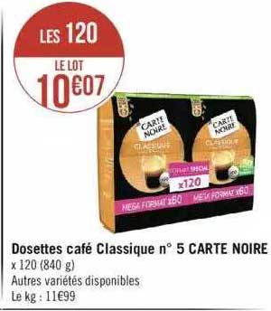 Dosettes Café Classique N°5 Carte Noire
