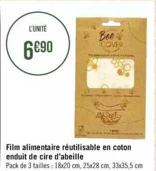 Film Alimentaire Réutilisable En Coton Enduit De Cire D'abeille