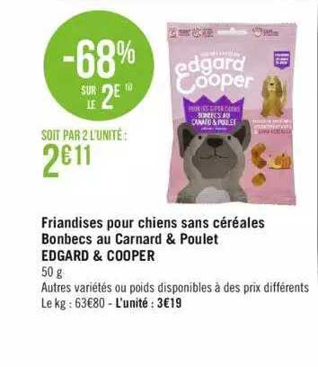 friandises pour chiens sans céréales bonbecs au canard & poulet edgard & cooper