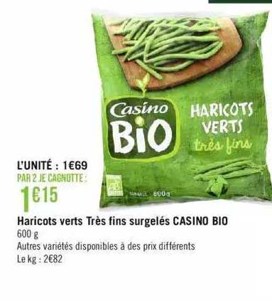 haricots verts très fins surgelés casino bio