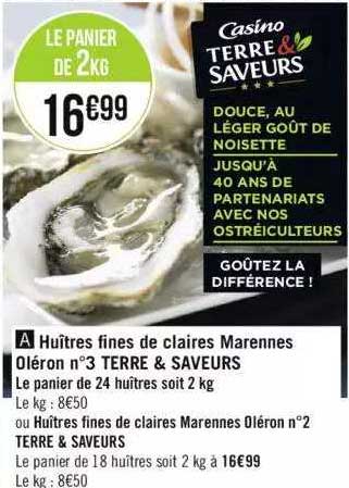 huîtres fines de claires marennes oléron n°3 terre & saveurs