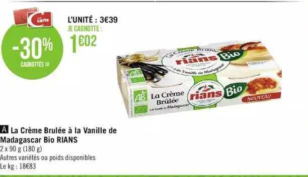 la crème brûlée à la vanille de madagascar bio rians