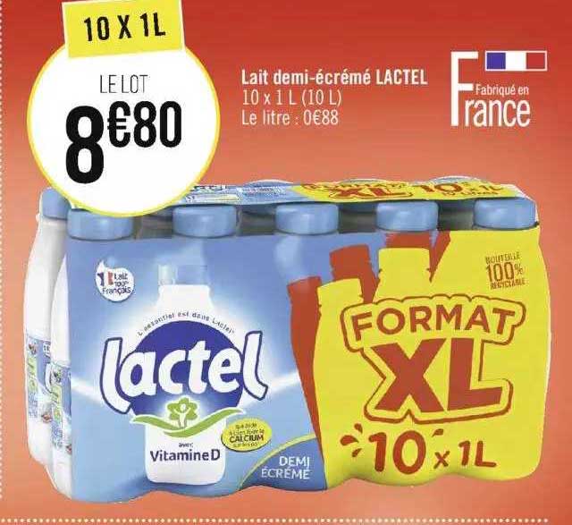 Lait Demi-écrémé Lactel