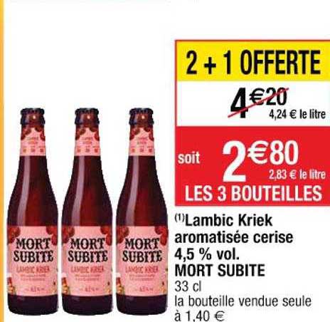 lambic kriek aromatisée cerise 4,5% vol. mort subite
