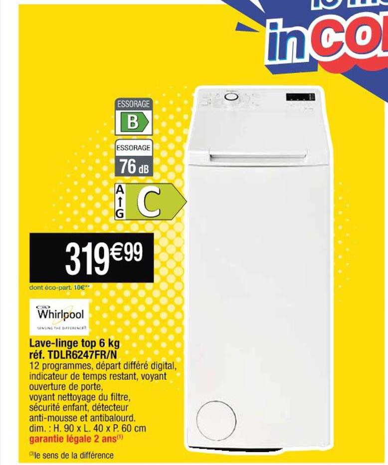 lave-linge top 6 kg whirlpool