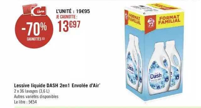 lessive liquide dash 2 en 1 envolée d'air