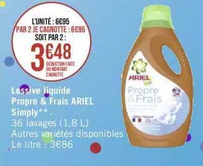 lessive liquide propre & frais ariel simply