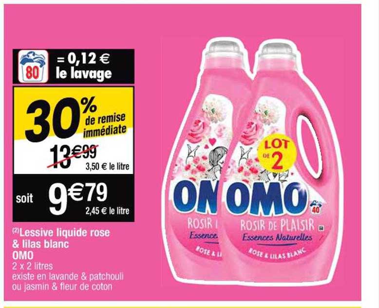 Lessive Liquide Rose & Lilas Blanc Omo