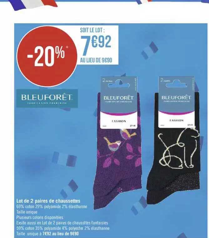lot de 2 paires de chaussettes bleuforêt