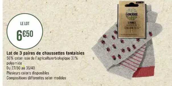 Lot De 3 Paires De Chaussettes Fantaisies