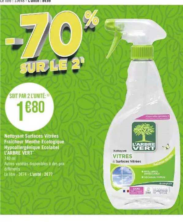 nettoyant surfaces vitrées fraîcheur menthe écologique hypoallergénique écolabel l'arbre vert