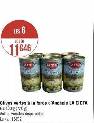 olives vertes à la farce d'anchois la ciota