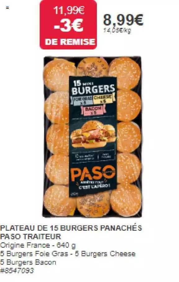 Plateau De 15 Burgers Panachés Paso Traiteur