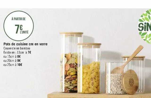 pots de cuisine cm en verre