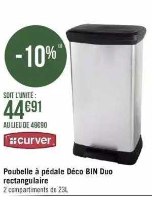 poubelle à pédale déco bin duo rectangulaire