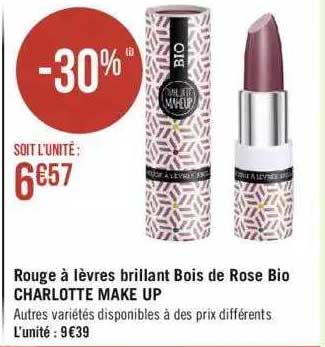 rouge à lèvres brillant bois de rose bio charlotte make up