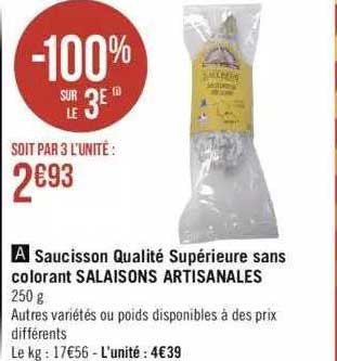 saucisson qualité supérieure sans colorant salaisons artisanales