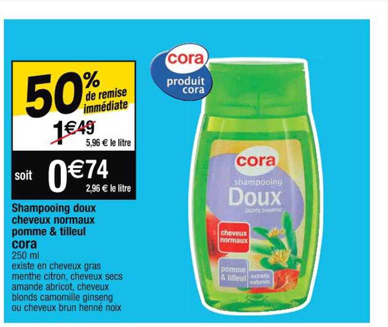 shampooing doux cheveux normaux pomme & tilleul cora
