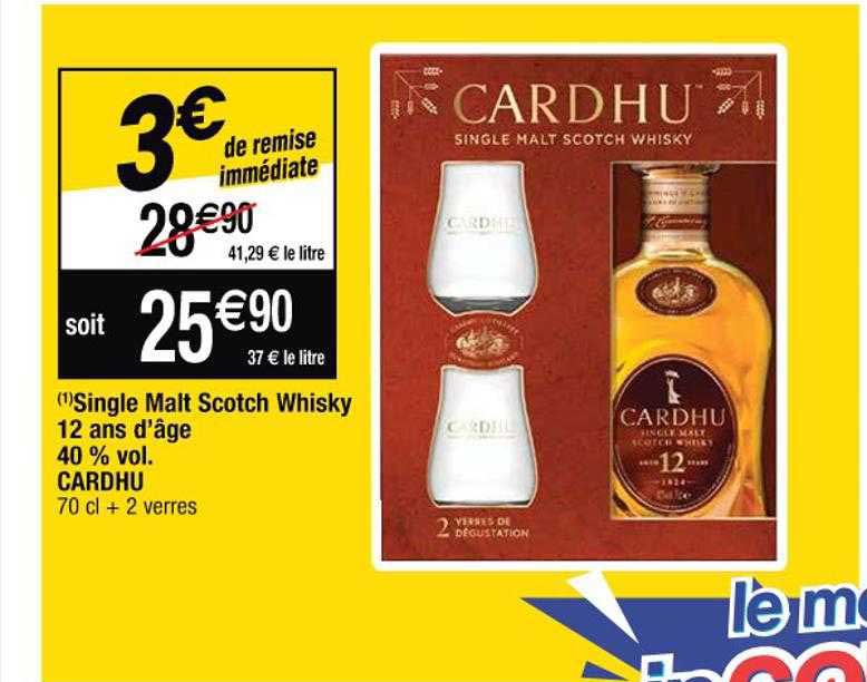 single malt scotch whisky 12 ans d'âge 40% vol. cardhu