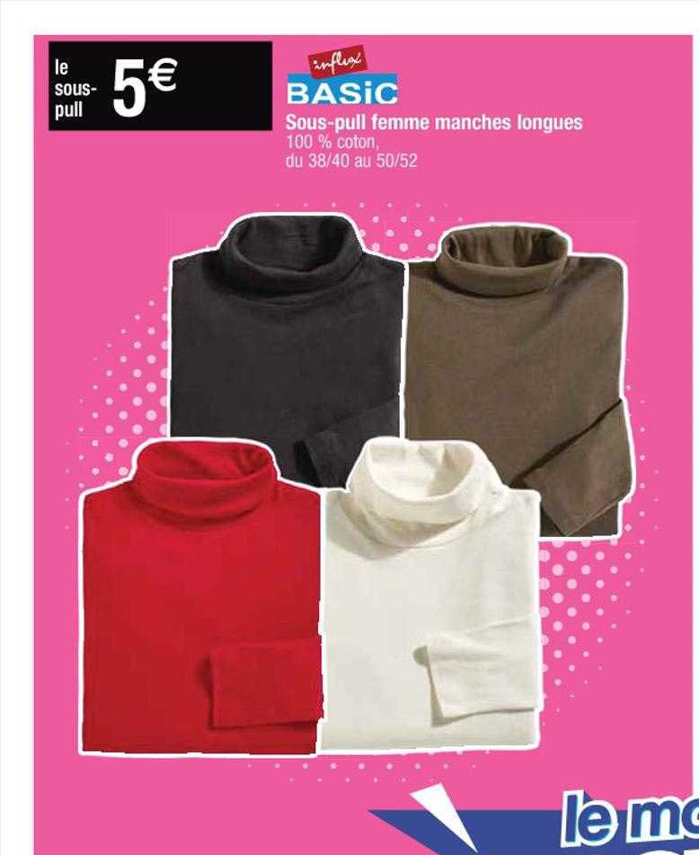 sous-pull femme manches longues influx basic