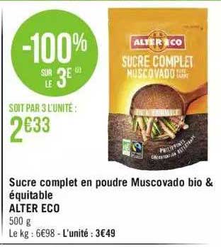 sucre complet en poudre muscovado bio & équitable alter eco