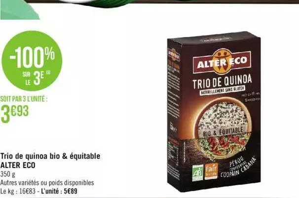 trio de quinoa bio & équitable alter eco