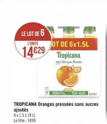 Tropicana Oranges Pressées Sans Sucres Ajoutés