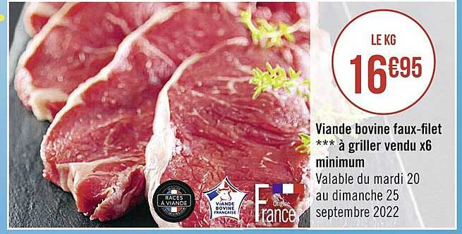 viande bovine faux-filet ***à griller vendu x6 minimum