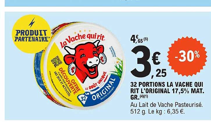 32 portions la vache qui rit l'original 17,5% mat. gr.