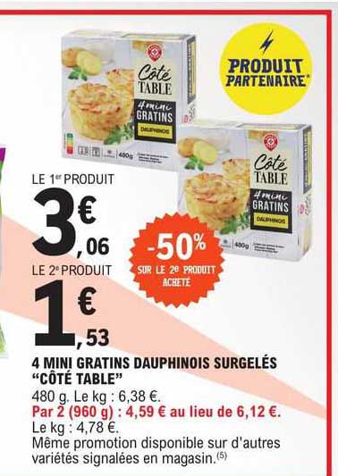 4 mini gratins dauphinois surgelés "côté table"