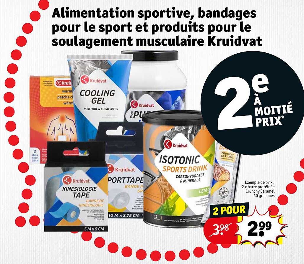 alimentation sportive, bandages pour le sport et produits pour le soulagement musculaire kruidvat