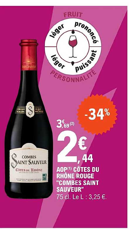 aop côtes du rhône rouge "combes saint sauveur"
