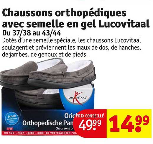 chaussons orthopédiques avec semelle en gel lucovitaal