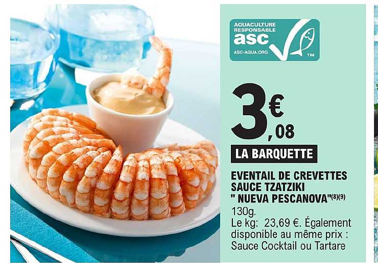 éventail de crevettes sauce tzatziki "nueva pescanova"