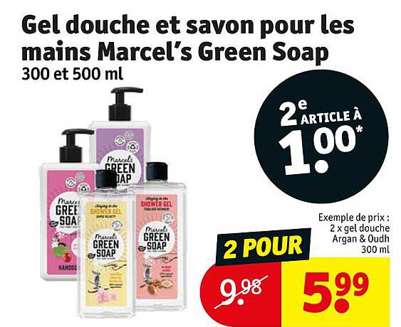 gel douche et savon pour les mains marcel's green soap