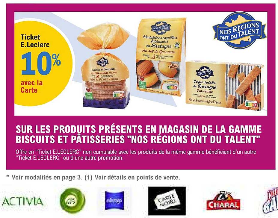 la gamme biscuits et pâtisseries "nos régions ont du talent"