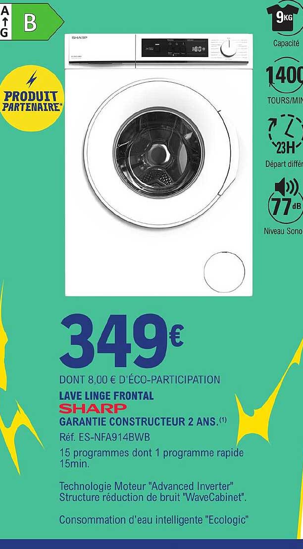 lave linge frontal sharp