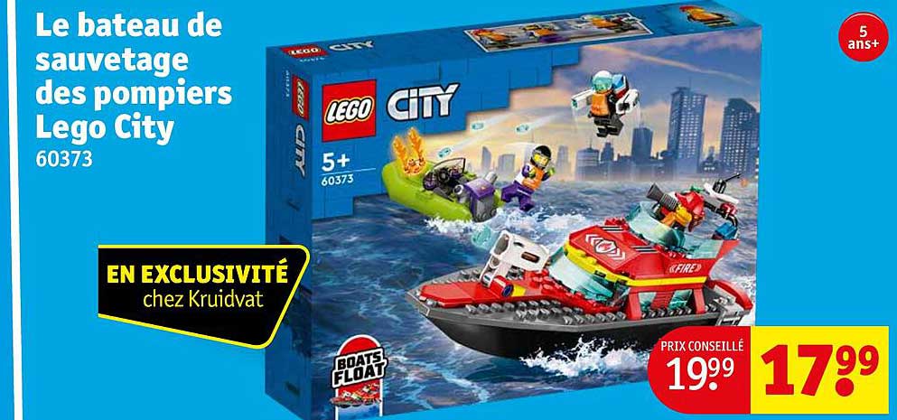le bateau de sauvetage des pompiers lego city