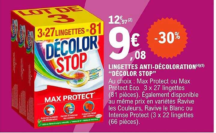 lingettes anti-décoloration "décolor stop"