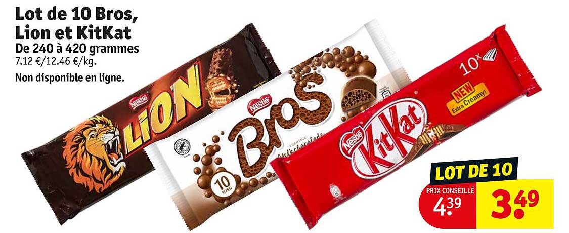lot de 10 bros, lion et kitKat