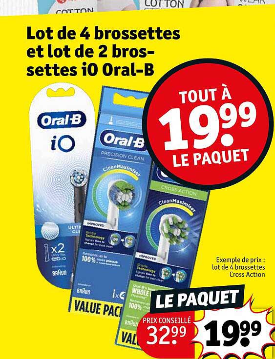 lot de 4 brossettes et lot de 2 brossettes io oral-b