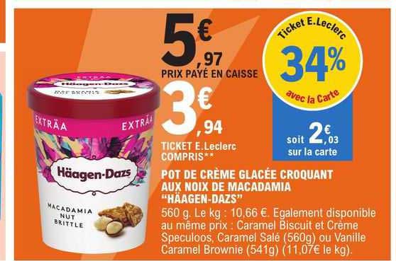 pot de crème glacée croquant aux noix de macadamia "häagen-dazs"