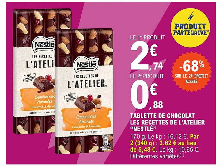 tablette de chocolat les recettes de l'atelier "nestlé"