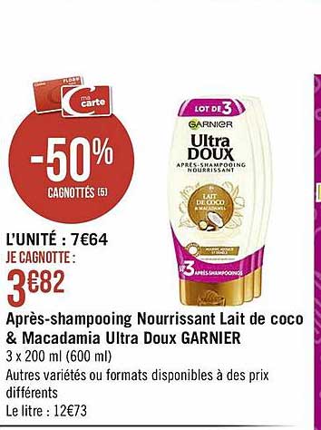 après-shampooing nourrissant lait de coco & macadamia ultra doux garnier
