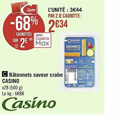 Bâtonnets Saveur Crabe Casino