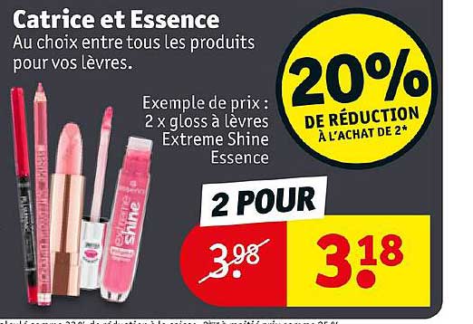 catrice et essence 20% de réduction à l'achat de 2
