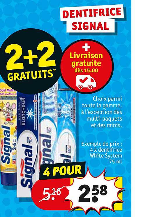 dentifrice signal 2+2 gratuits