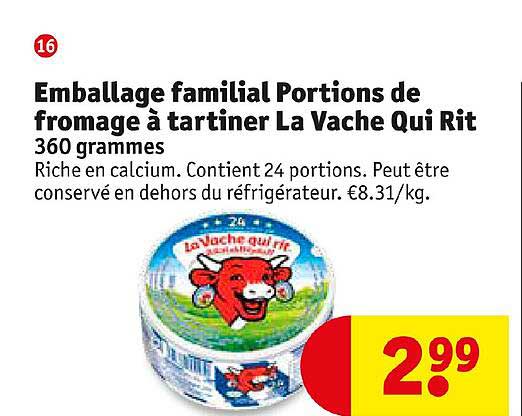emballage familial portions de fromage à tartiner la vache qui rit