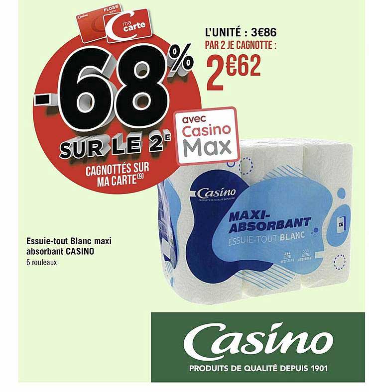 essuiet-out blanc maxi absorbant casino
